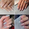 Holographic French Line Nail Art Stickers, 8 Sheets Silver Matte