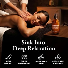 Gya Labs Aceite de masaje Destressing (7.7 onzas) – Elaborado con aceites de lavanda, rosa Otto, palisandro, mirra, jojoba y argán