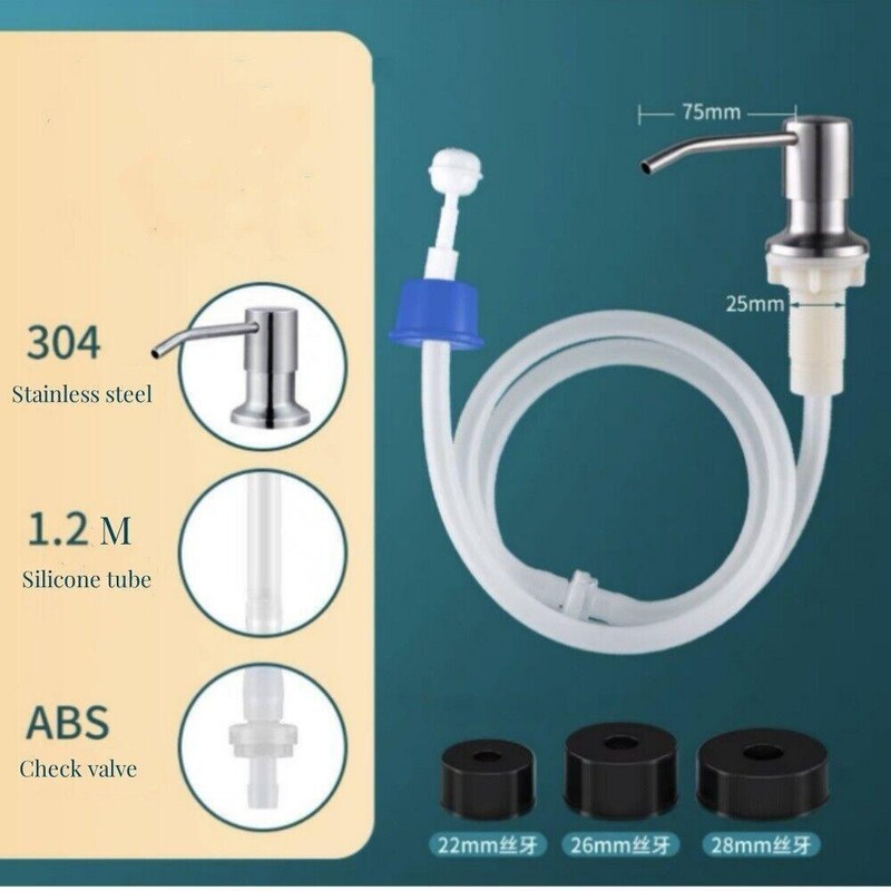 Sink Soap Dispenser for Kitchen Sink Stainless Steel 47" Silicone