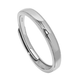 Meissa 2pcs Couple Rings Sterling Silver for Men and Women Wedding Simple Couple Bands Size Adjustable Cubic Zirconia Matching Promise Rings (3.2mm Width)