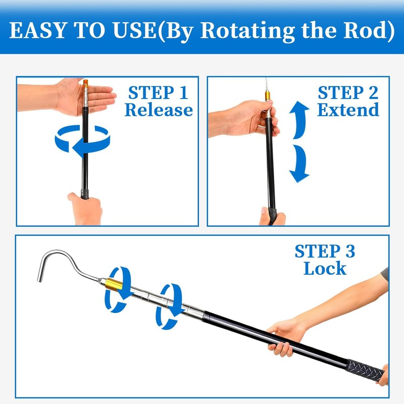 TANGZHIFEIYUE Snake Hook, 61" Snake Reptile Catcher Stick Pole Handling