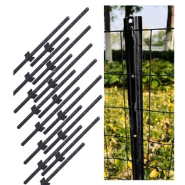 3 Feet Metal Fence Post Black, Pack of 15, for 24 Inch High Garden Welded Wire Fence U-Channel Steel Garden Post