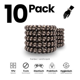 Specora - Spiral Hair Scrunchies Pack of 10 - 5 cm TPU Anthracite
