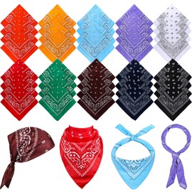 40 Pcs Multi Purpose Bandana Gift Sets Paisley Bandanas Bulk Colored Headbands Pack Polyester Head Wraps Scarf Wristbands (Mixed Colors)