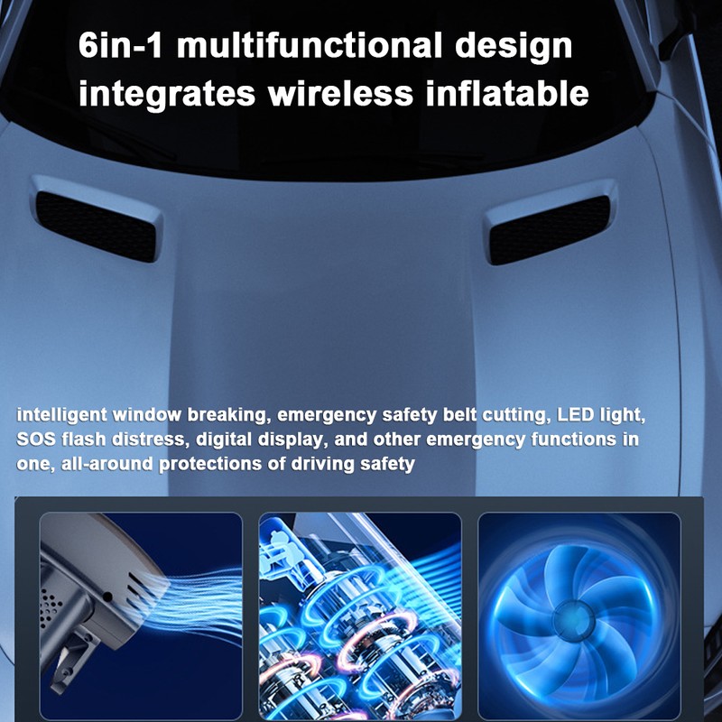 6in1 Car Wireless Inflatable Pump Portable Tire Inflator Intelligent Window