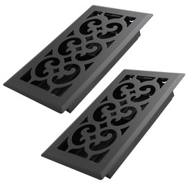 Howeall 4x8 Inches 2 Pack Heavy Duty Walkable Floor Register Easy Adjust Air Supply Lever Floor Vents - Charlotte Design - Vent Cover for Home Floor - Matte Black