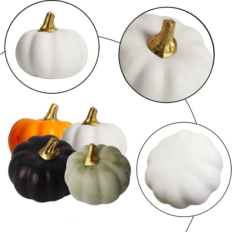12Pcs White Artificial Pumpkins Bulk Autumn Decoration Set,Thanksgiving Pumpkin Decorations,Decorative