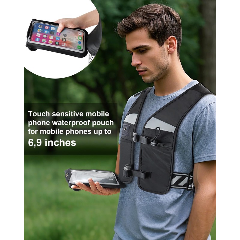 HSYFUNA Running Hydration Vest with 500 ml Water Bottle, Reflective,