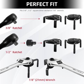 Reniteco Reniteco Oil Filter Wrench Adjustable, Universal Oil Filter Removal Tool, Oil Filter Change Set 2-1/2 to 4 inch & 2-3/4 to 5-1/8 inch, 1/2" Drive for Removing Motorcycles Cars Trucks