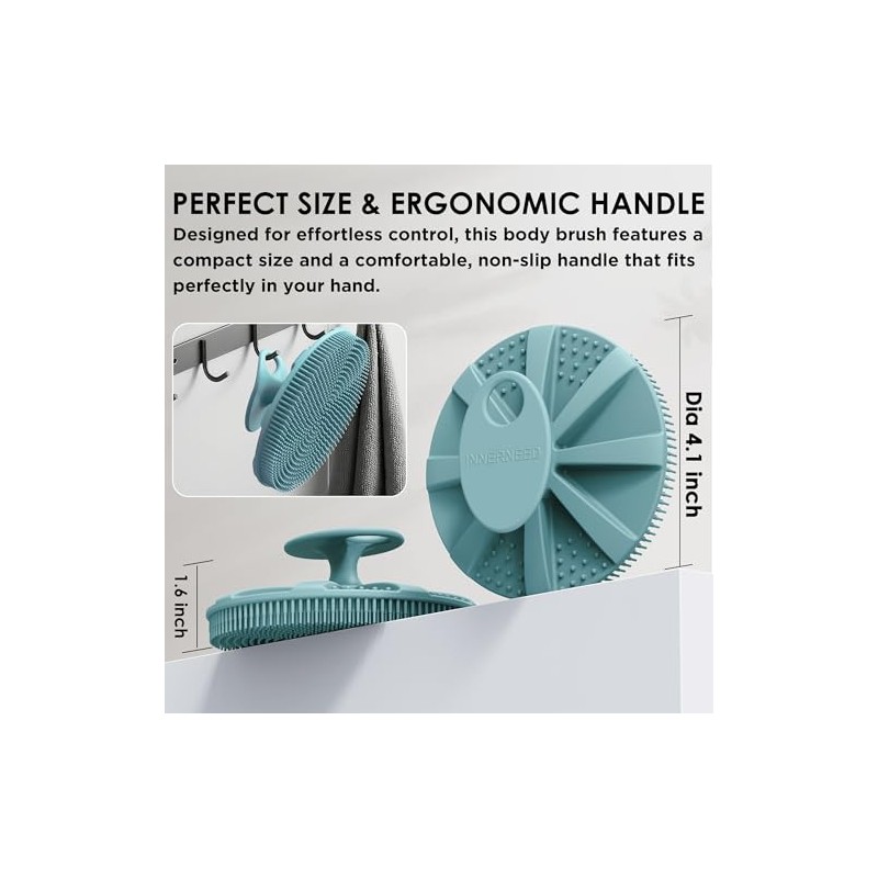 Innerneed Cepillo Ducha Silicona Suave Grado Alimenticio Cuerpo Limpiador Piel
