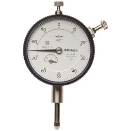 Mitutoyo 2414S - Indicador de dial, rosca #4-48 UNF, diámetro de vástago de 0,36 cm, tapa trasera, esfera blanca, lectura 0-100, diámetro de dial de 2,25 pulgadas, rango de 0,00-0,55 pulgadas, graduación de 0,000 pulgadas, precisión +/- 0,000 pulgadas
