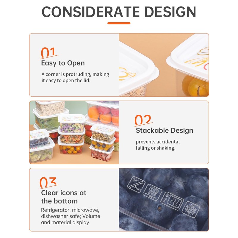 Teskyer Food Storage Containers with Lids (Not Airtight), Reusable Meal