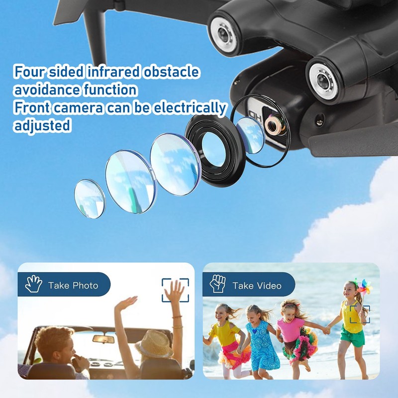 RC Drone Obstacle Avoidance Folding Camera Angle Adjustable Low Noise