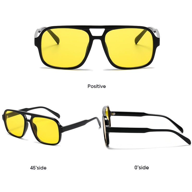 RUNHUIS Vintage 70s Sunglasses Women Men Retro Large Square Frame