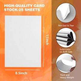 25 Sheets Cardstock, Thick Cardstock Paper 92lb Cardstock for Invitations, Menus, Wedding, DIY Cards Cards Making, Stationary Printing, 8.5 x 11 Inches (White, 8.5 x 11 Inches)