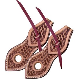 Showman 6" Long Basketweave Tooled Light Oil Leather Slobber Straps