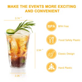 Clawsoff 12 oz Clear Plastic Cups, 300 Count Disposable Coffee Cups No Lids, 12 Ounce Cold Plastic Party Cup Bulk, PET Clear Cup for Iced Coffee, Smoothie, Cold Beverage