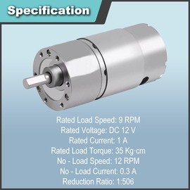 JYUDAUFU DC 12V 12RPM Gear Micro Motor High Torque Electric Speed Reduction Gearbox Centric Output Geared Motor for DIY, Robotics, Smart Home Devices, with Bracket, Spring Wire, Coupling