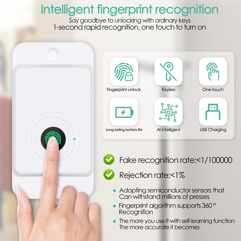 Lhdfyqt Fridge Lock with Fingerprint, Baby Cupboard Lock, Window Lock,
