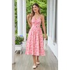 Women's Summer Dress Floral Print Spaghetti Strap Dresses Sundress Pink