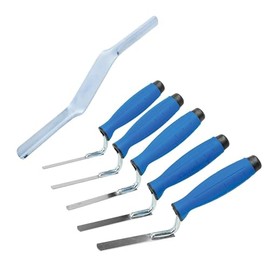5 x Stainless Steel Finger Pointing Trowel Set 6 8 10 12 14 mm with Rubber Handle + Brick Jointer (Set)
