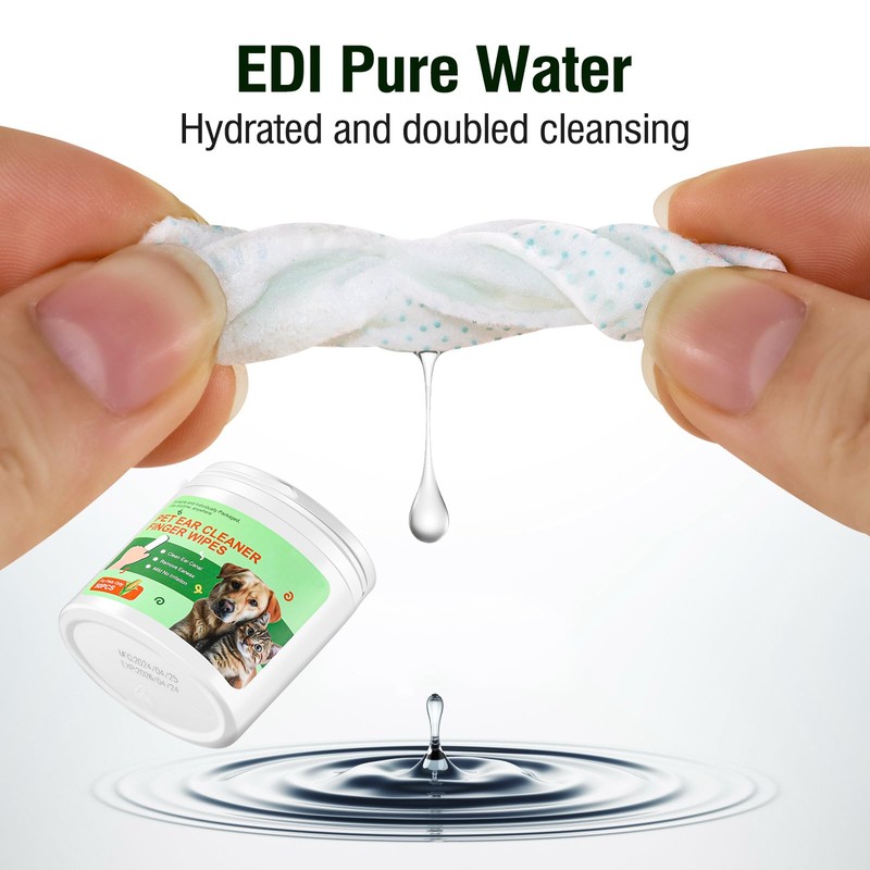 Pet Ear Wipes for Dogs and Cats,Gentle Cleansing and Odor