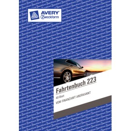 AVERY Zweckform 223 Logbook (for Cars, Recognised by the Tax Office, A5 Landscape, 80 Pages, 858 Journeys, for Germany and Austria to Define Private/Business Trips)