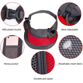 Tragetuch Hund, Kleine Hundetrage, Pet Schleuderträger Tasche Tragetasche Reise, Freisprecheinrichtung Cross-Body Carrier mit Halsband für Hund/Katze/Hase unter 2.5kg/5.5lb Draussen U-Bahn
