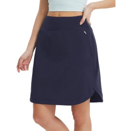 baleaf Skorts for Women 20" Golf Athletic Tennis Skirts Knee Length Pickleball Hiking Casual Skort Zipper Pockets UPF50+, Navy Blue, Small Long
