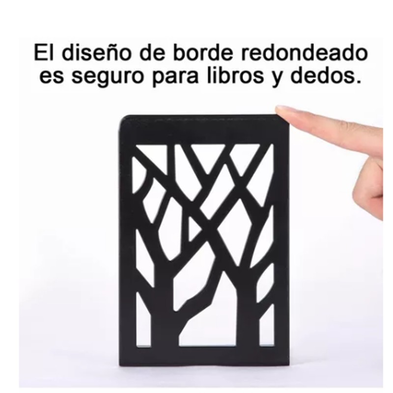 2 Pairs Tree Design Book End Iron Retro Black Decorative