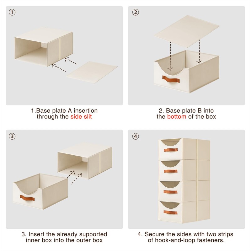 Homsorout Stackable Storage Drawers - Collapsible Storage Bins with Drawers,