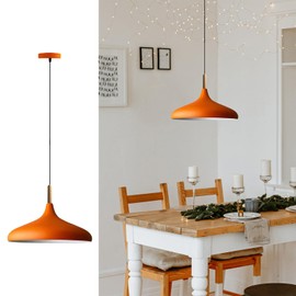 bamyum Champion Orange Nordic Modern Pendant Light Fixtures Wood 13.7" Hanging Lamp Living Room Wood E26, Dining Room Light Fixture Pendant Light Kitchen Island Lamp Modern Pendant Hanging Light