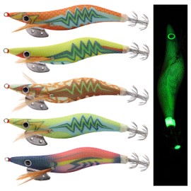 Luminous Fishing Lures Squid Jig Hooks - Hard Fishing Shrimp Lure Fake Prawn Glow Bait Octopus Cuttlefish Sea Fishing Lures