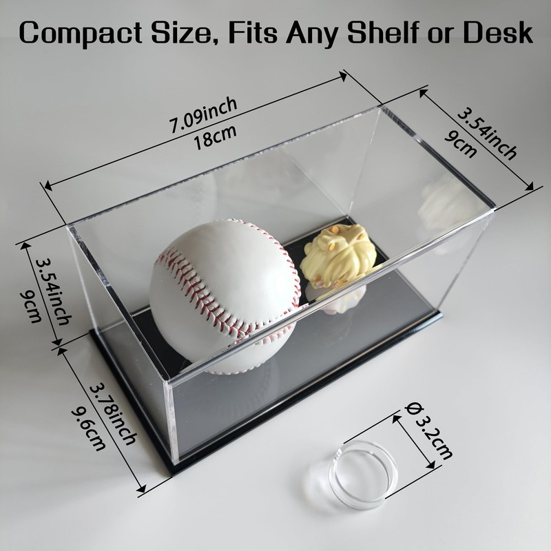 Baseball Display Case for 2 Golf/Tennis Balls, Small Collectibles.