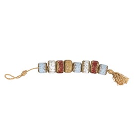 Foreside Home & Garden Beaded Distressed Tassel Multiple Color Wood & Jute