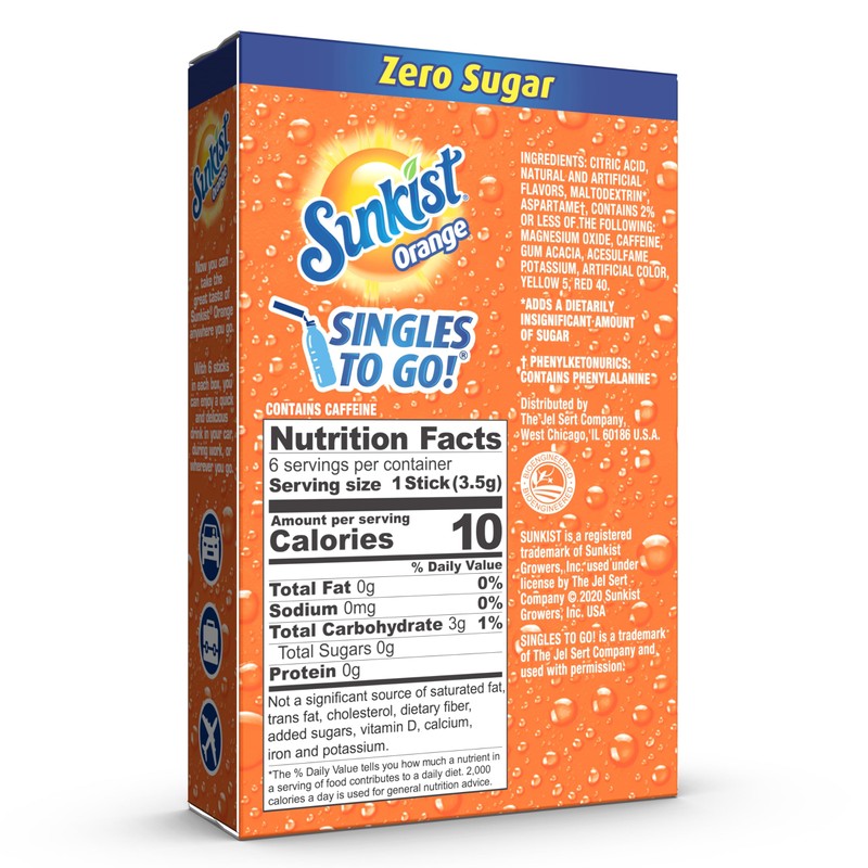 Sunkist Soda Orange Singles To Go Drink Mix, 12 Boxes