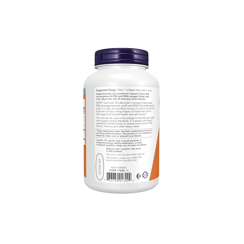 NOW Cod Liver Oil 1000 mg, 180 Softgels