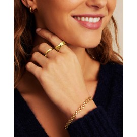 HABIKIP Gold Rings for Women, Chunky Stackable 14k Gold Plated Rings Set for Women Trendy Thumb Dainty Stacking Band Rings Fashion Jewelry Size 6-10, Metal, No Gemstone