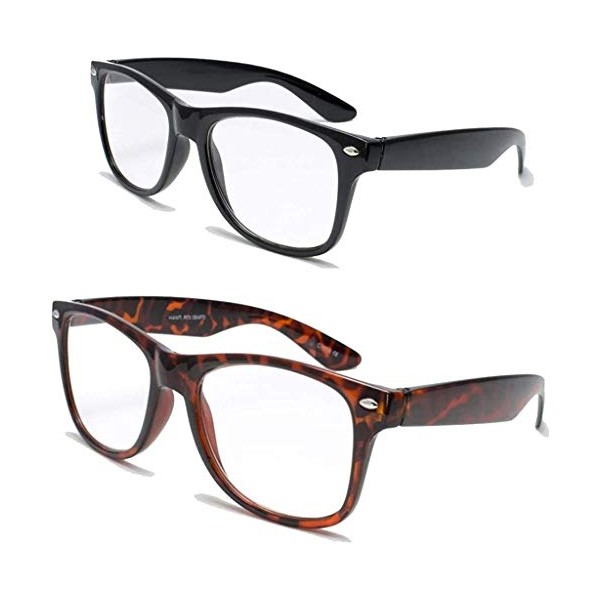 2 Pairs Deluxe Reading Glasses - Comfortable Stylish Simple Readers Magnification (1 tortoise 1 black, 2.75 x)