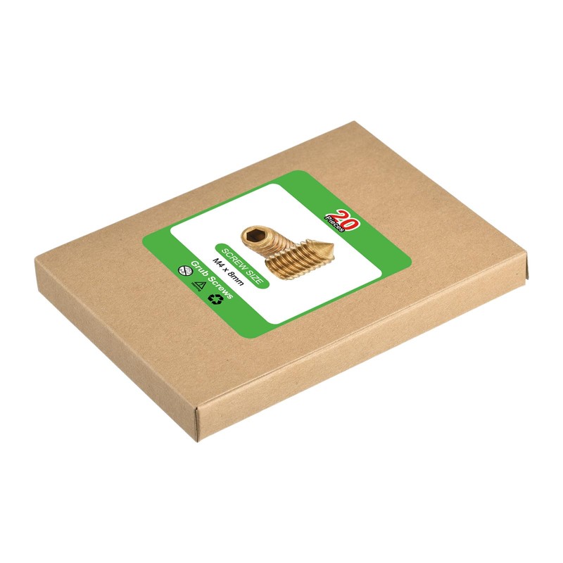 sourcing map 20Pcs Set Screws M4x8mm Brass Cone Point Hex