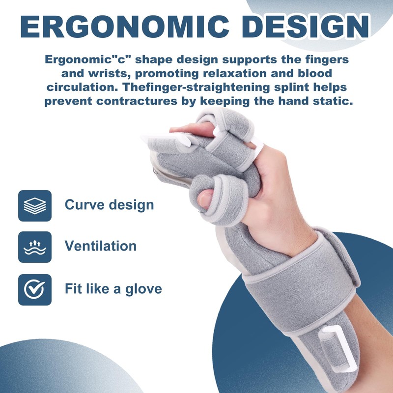 Mathgetin Stroke Hand Splint, Night Resting Hand Brace with Finger