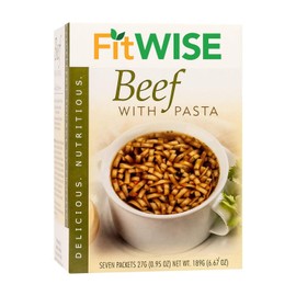 FITWISE - High Protein Soup, 15g Protein, Low Calorie, Low Fat, Low Carb, Ideal Protein Compatible, 7 Servings Per Box (Beef with Pasta)