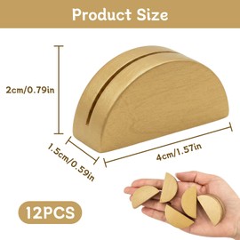 12 Pcs Table Number Holders, Semi Circle Table Number Stands Wooden Place Card Holders | Place Card Holders Photo Display Stands for Wedding Banquet Birthday Dinner Party Restaurant Office (Gold)