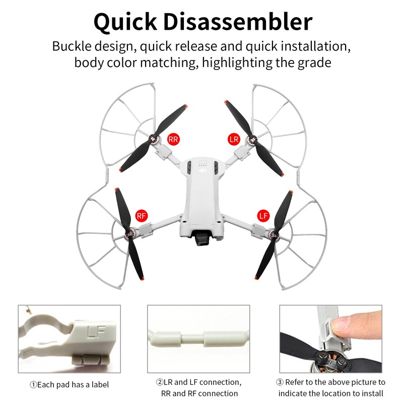 Granvoo Mini 3 Pro Propeller Protection, Quick Release Removable Propeller