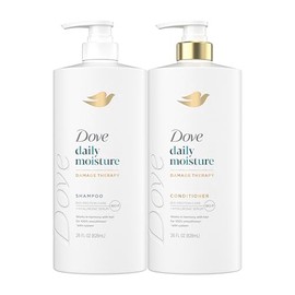 Dove Damage Therapy Champú de humedad diaria para cabello seco con tecnología de cuidado de bio-proteínas y suero hialurónico, 28 onzas líquidas