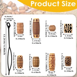 Ymapinc Pack of 40 dreadlocks jewellery with hair threader, retro hair accessories, girls, lucky charm totem hair beads, wooden beads for hair, hair accessories, festival for men and women
