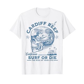 Cardiff Reef Beach Surfing Girl Pacific Ocean Surfboard Men's T-Shirt, White