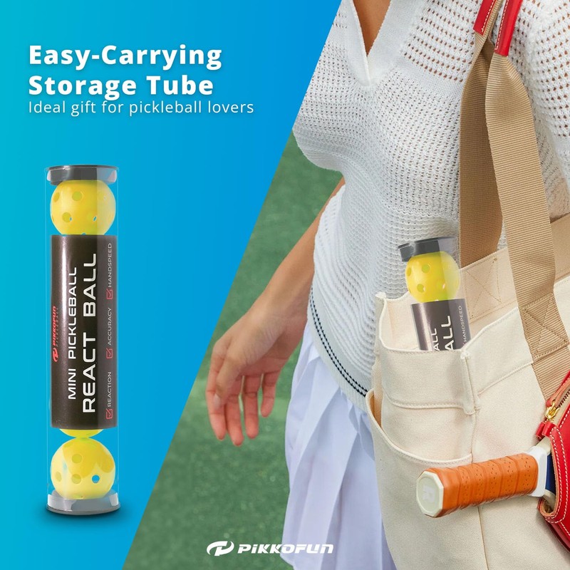 PIKKOFUN React Mini Pickleball Balls - 5 Pack Silent Pickleball