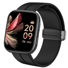 Compatible for FITVII Smart Watch Bands, 20mm, 22mm Silicone Sport Wristband Replacement Straps Compatible for FITVII HM57, HM78, HM68, HM21, H56, H86 Watch (22mm Size Band, Black)