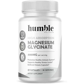 Glicinato de Magnesio para Relajación Muscular, Salud del Corazón, Nervios y Huesos en Cápsulas